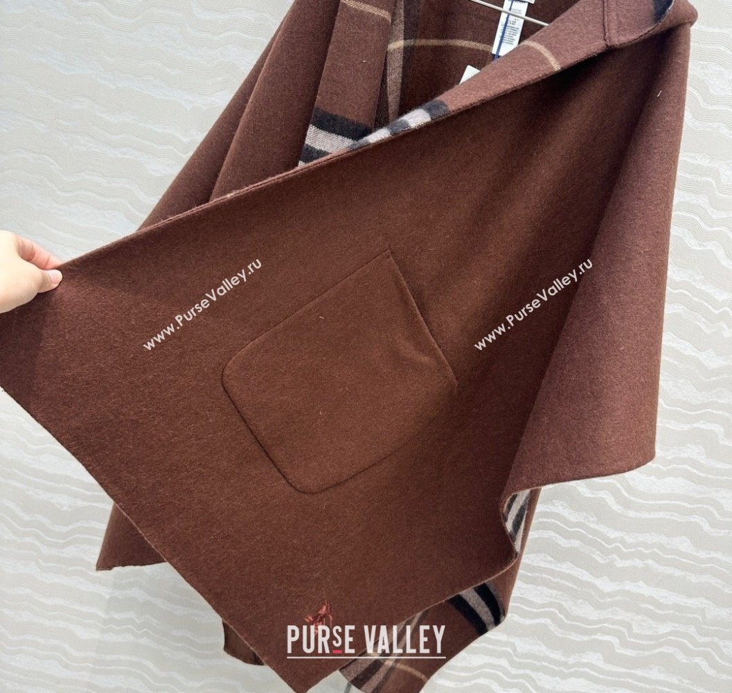 Burberry Cashmere Reversible Cape 90x122cm Brown 2025 1015 (QI-251015086)