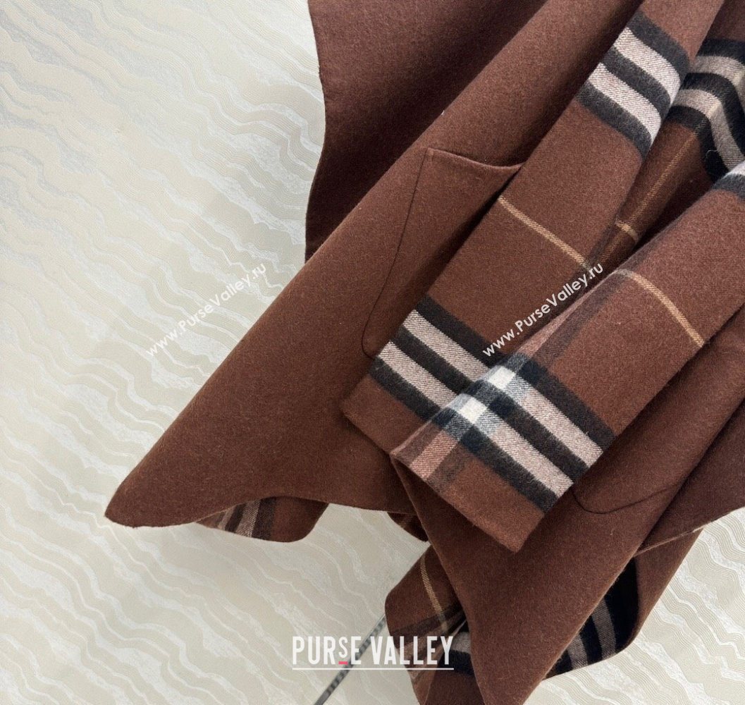 Burberry Cashmere Reversible Cape 90x122cm Brown 2025 1015 (QI-251015086)