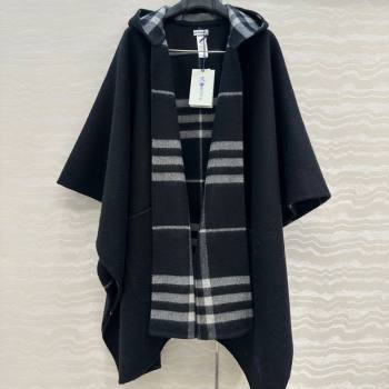 Burberry Cashmere Reversible Cape 90x122cm Black 2025 1015 (QI-251015087)