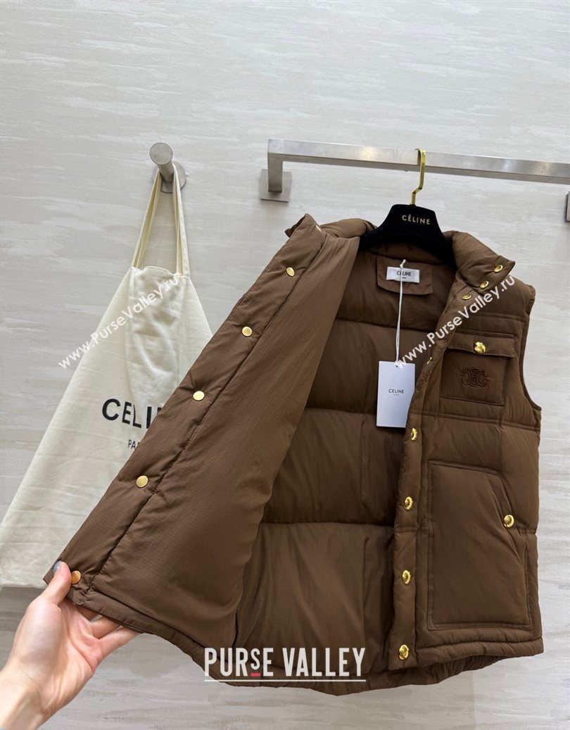 Celine Down Vest Brown 2025 CE110602 (QI-251106002)