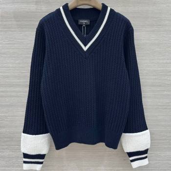 Chanel Cashmere Blend Sweater Blue 2025 CH110622 (QI-251106022)