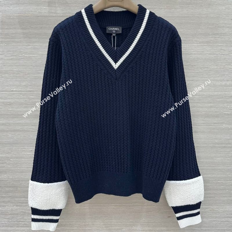 Chanel Cashmere Blend Sweater Blue 2025 CH110622 (QI-251106022)