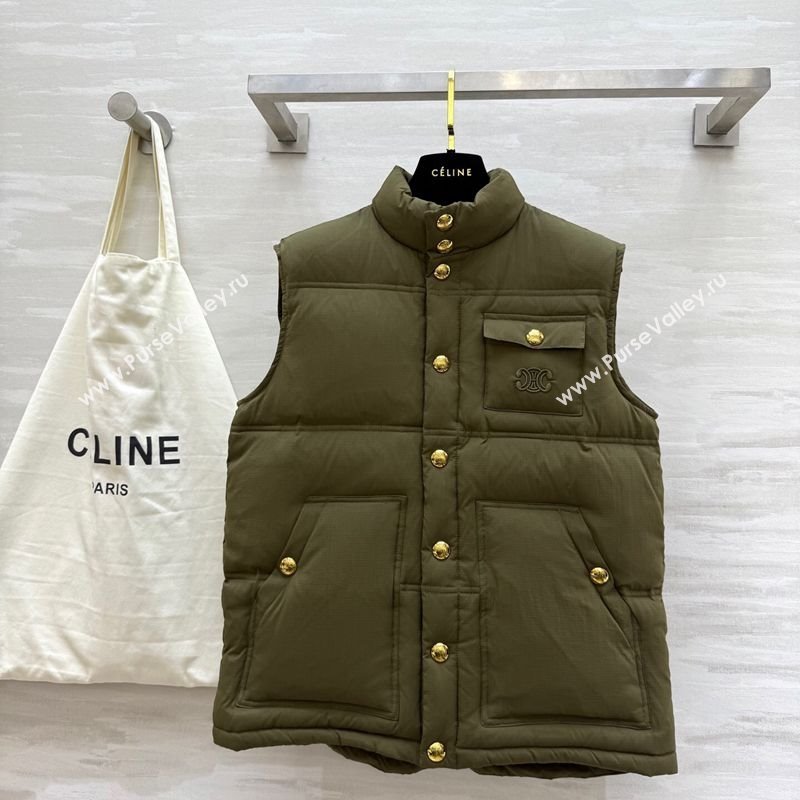 Celine Down Vest Green 2025 CE110602 (QI-251106003)