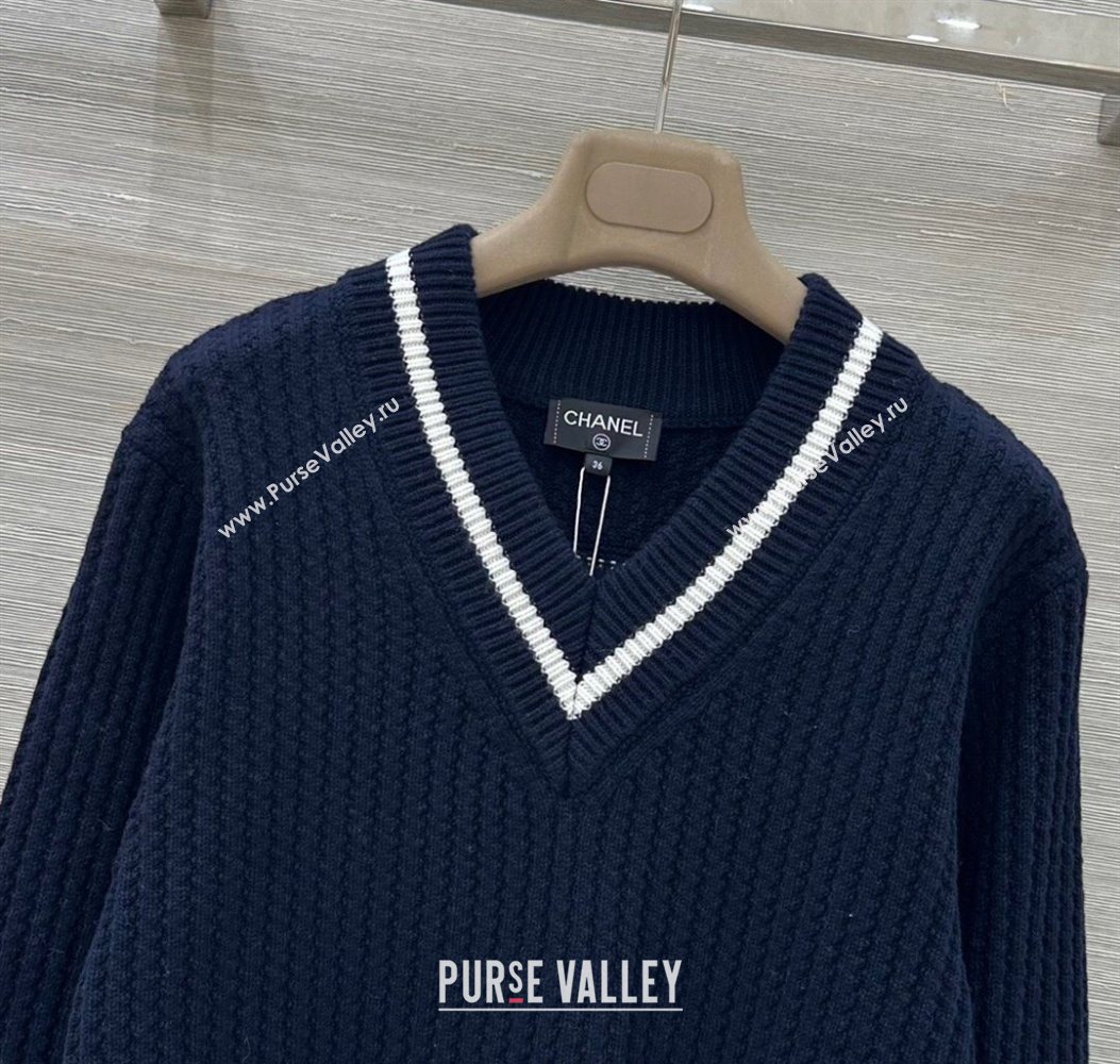 Chanel Cashmere Blend Sweater Blue 2025 CH110622 (QI-251106022)