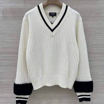 Chanel Cashmere Blend Sweater White 2025 CH110622 (QI-251106023)
