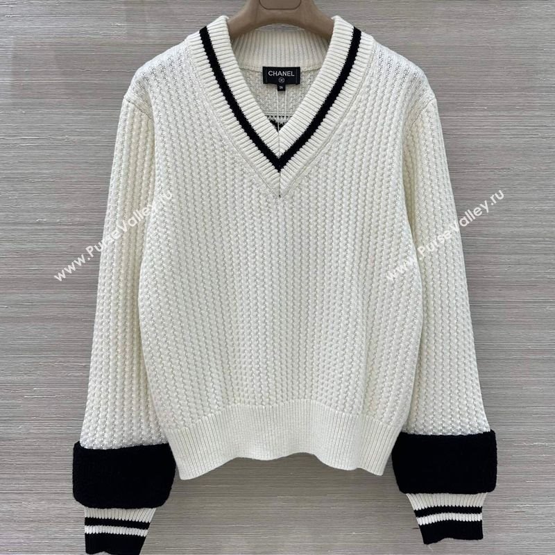 Chanel Cashmere Blend Sweater White 2025 CH110622 (QI-251106023)