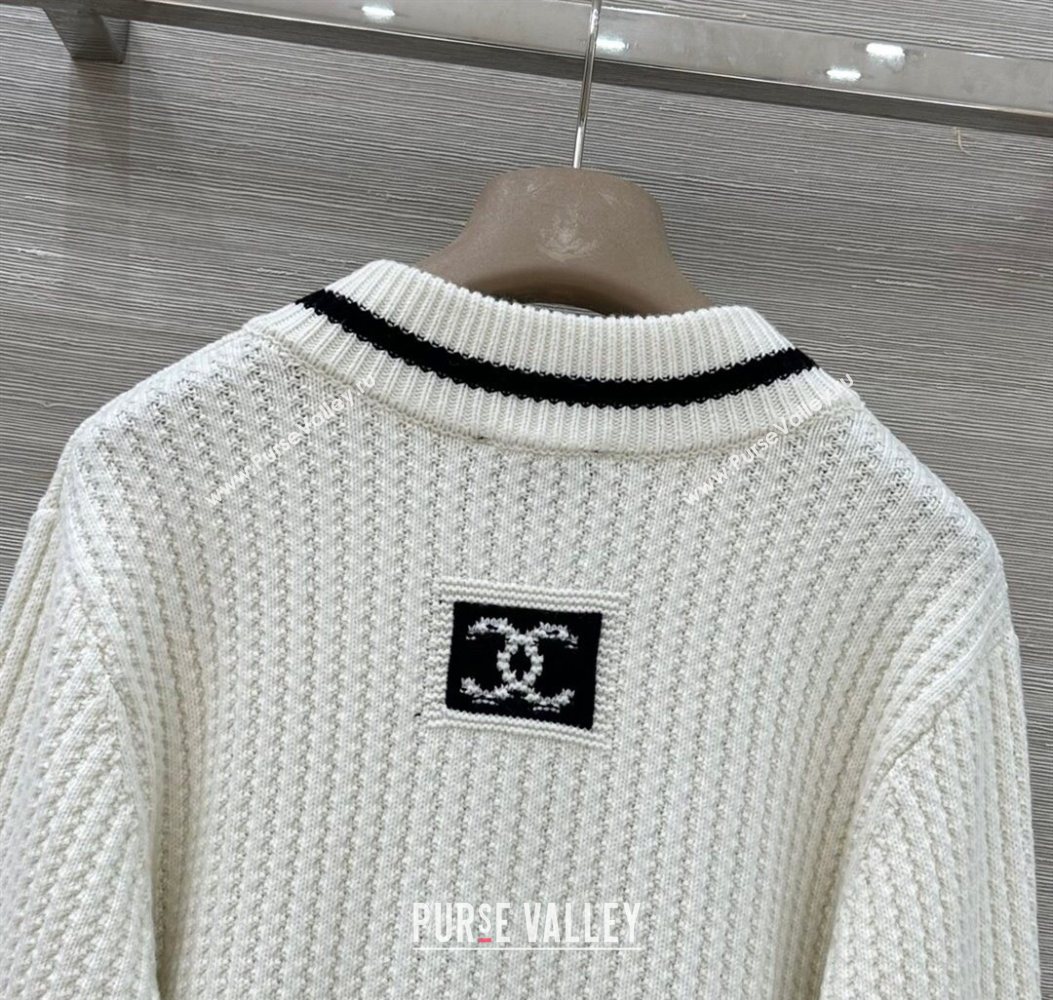 Chanel Cashmere Blend Sweater White 2025 CH110622 (QI-251106023)
