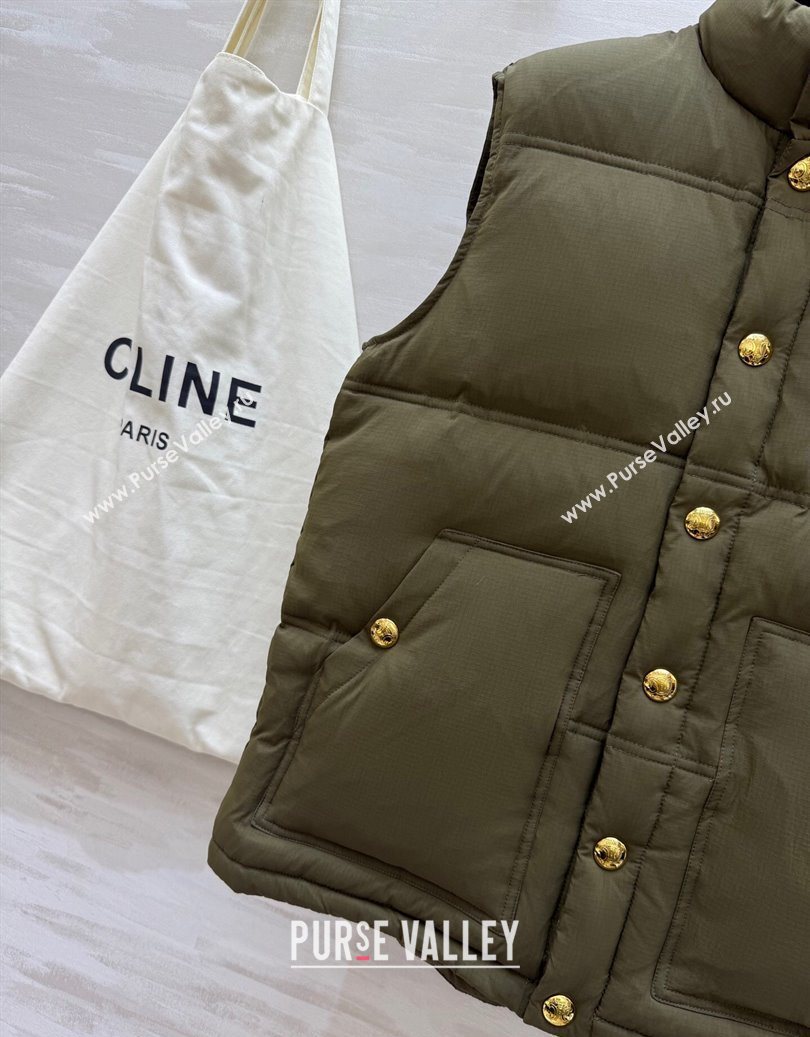 Celine Down Vest Green 2025 CE110602 (QI-251106003)