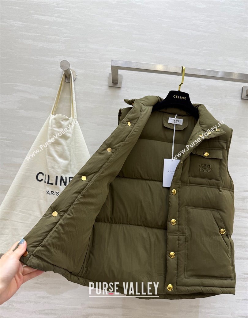 Celine Down Vest Green 2025 CE110602 (QI-251106003)