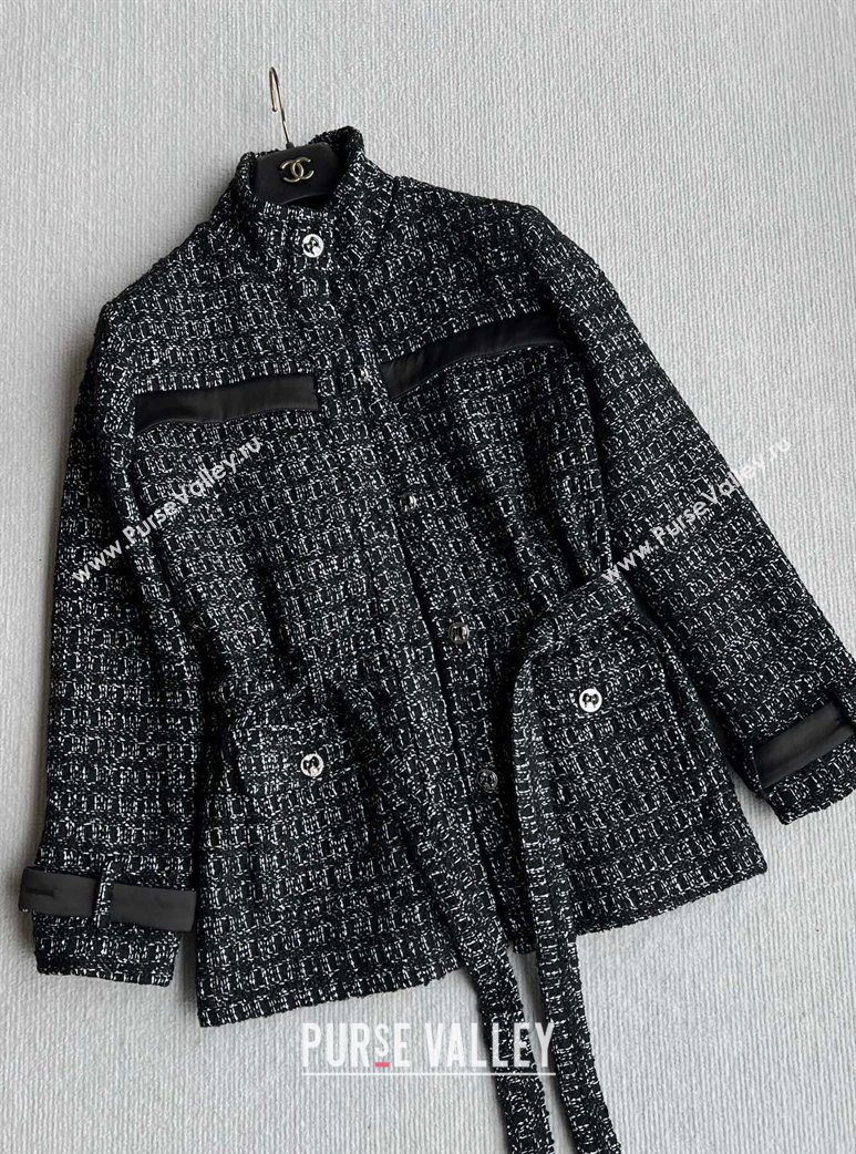 Chanel Cashmere Blend Long Jacket Black 2025 CH110607 (QI-251106007)