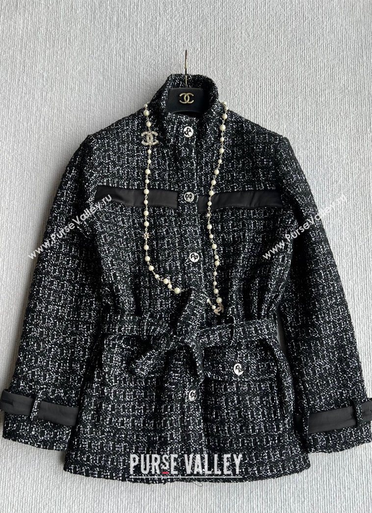 Chanel Cashmere Blend Long Jacket Black 2025 CH110607 (QI-251106007)