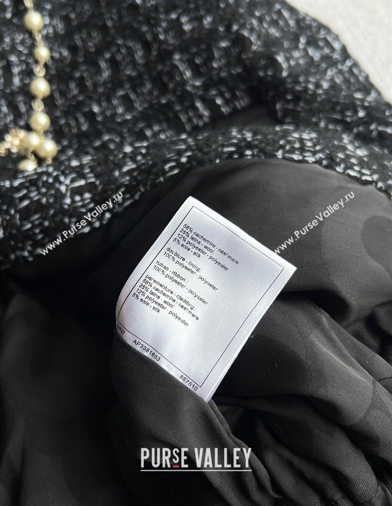 Chanel Cashmere Blend Long Jacket Black 2025 CH110607 (QI-251106007)