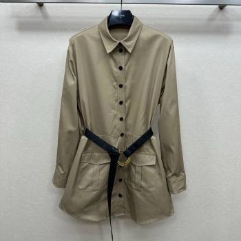Celine Cotton Long Shirt Khaki 2025 CE110612 (QI-251106012)