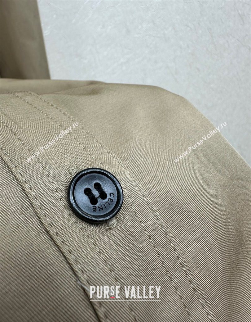 Celine Cotton Long Shirt Khaki 2025 CE110612 (QI-251106012)