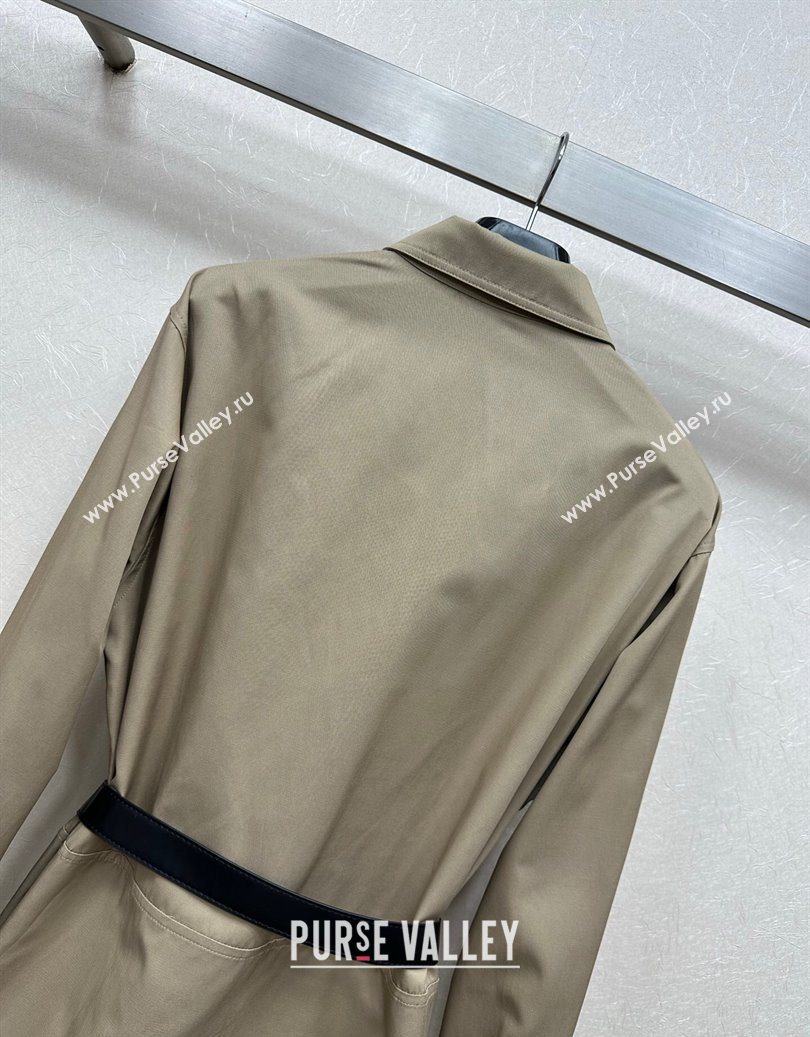 Celine Cotton Long Shirt Khaki 2025 CE110612 (QI-251106012)