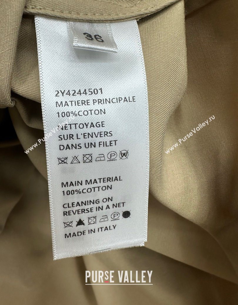 Celine Cotton Long Shirt Khaki 2025 CE110612 (QI-251106012)