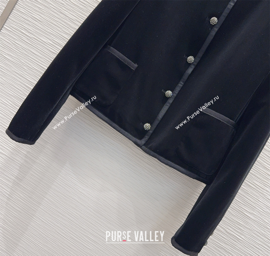 Dior Velvet Jacket Black 2025 DR110608 (QI-251106008)