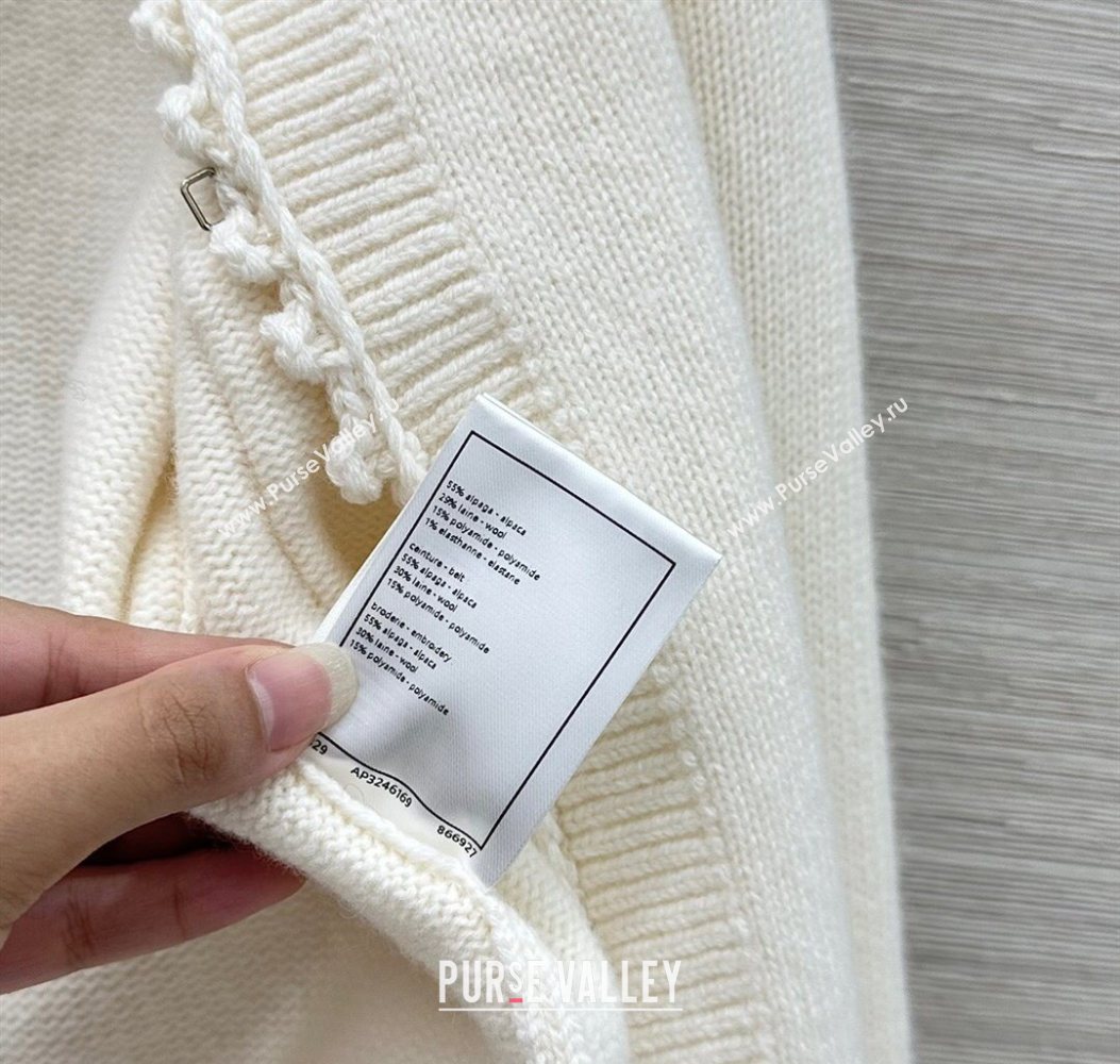 Chanel Knit and Crochet Cardigan and Skirt Set White 2025 CH110659 (QI-251106059)