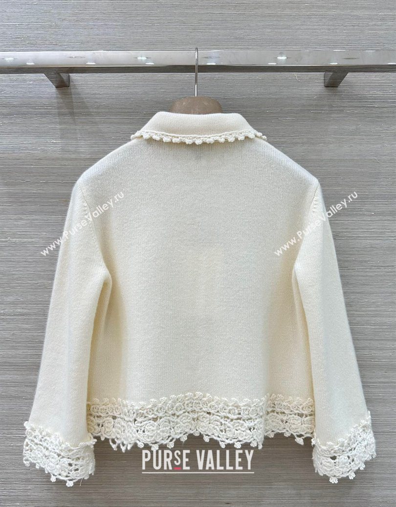 Chanel Knit and Crochet Cardigan and Skirt Set White 2025 CH110659 (QI-251106059)
