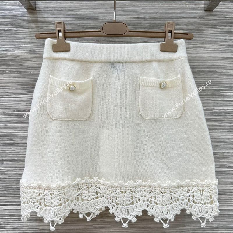Chanel Knit and Crochet Cardigan and Skirt Set White 2025 CH110659 (QI-251106059)