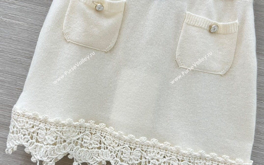 Chanel Knit and Crochet Cardigan and Skirt Set White 2025 CH110659 (QI-251106059)