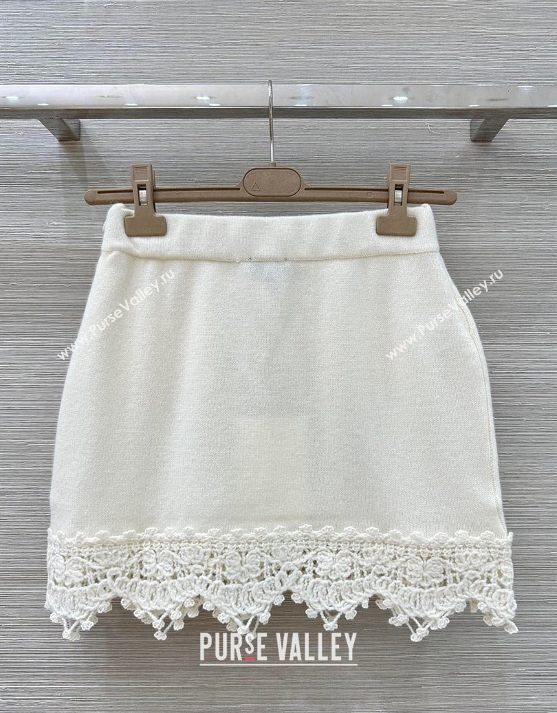Chanel Knit and Crochet Cardigan and Skirt Set White 2025 CH110659 (QI-251106059)