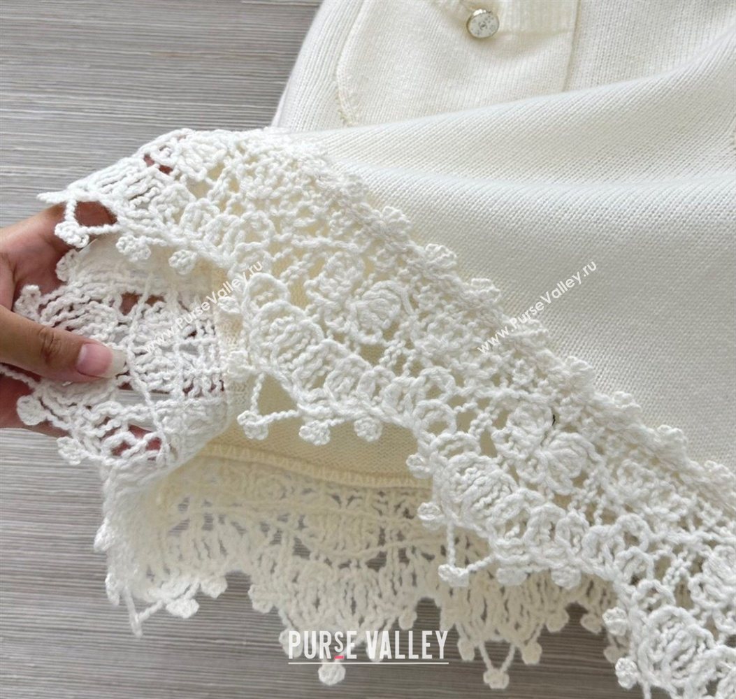 Chanel Knit and Crochet Cardigan and Skirt Set White 2025 CH110659 (QI-251106059)