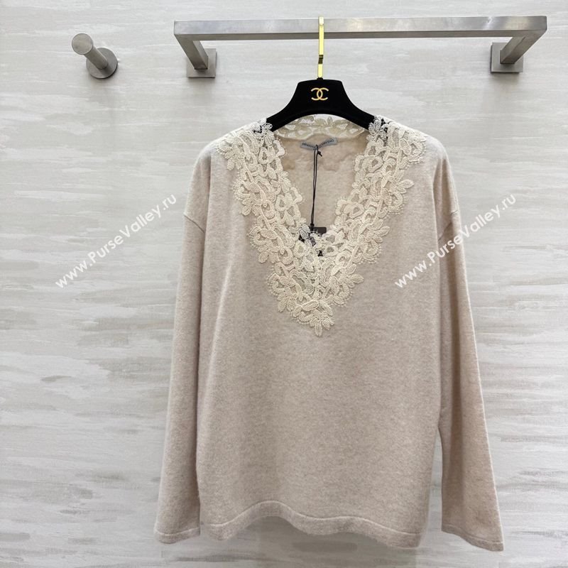 Ermanno Scervino Cashmere and Lace Top Grey 2025 ES110601 (QI-251106077)