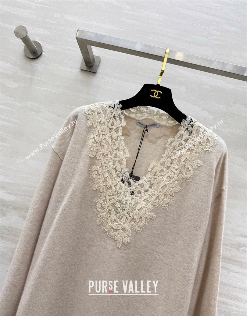 Ermanno Scervino Cashmere and Lace Top Grey 2025 ES110601 (QI-251106077)