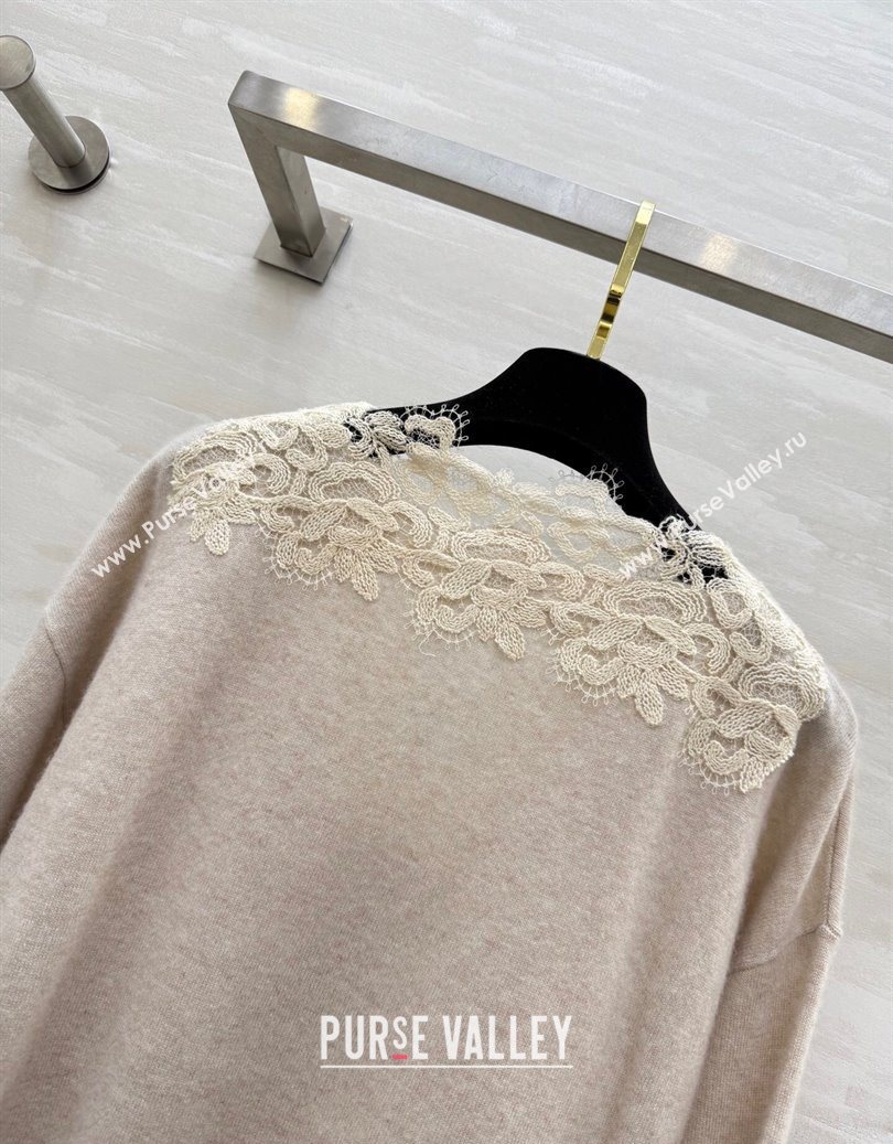 Ermanno Scervino Cashmere and Lace Top Grey 2025 ES110601 (QI-251106077)