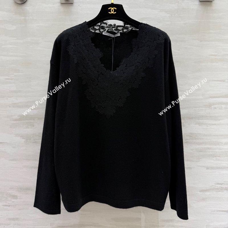 Ermanno Scervino Cashmere and Lace Top Black 2025 ES110601 (QI-251106078)