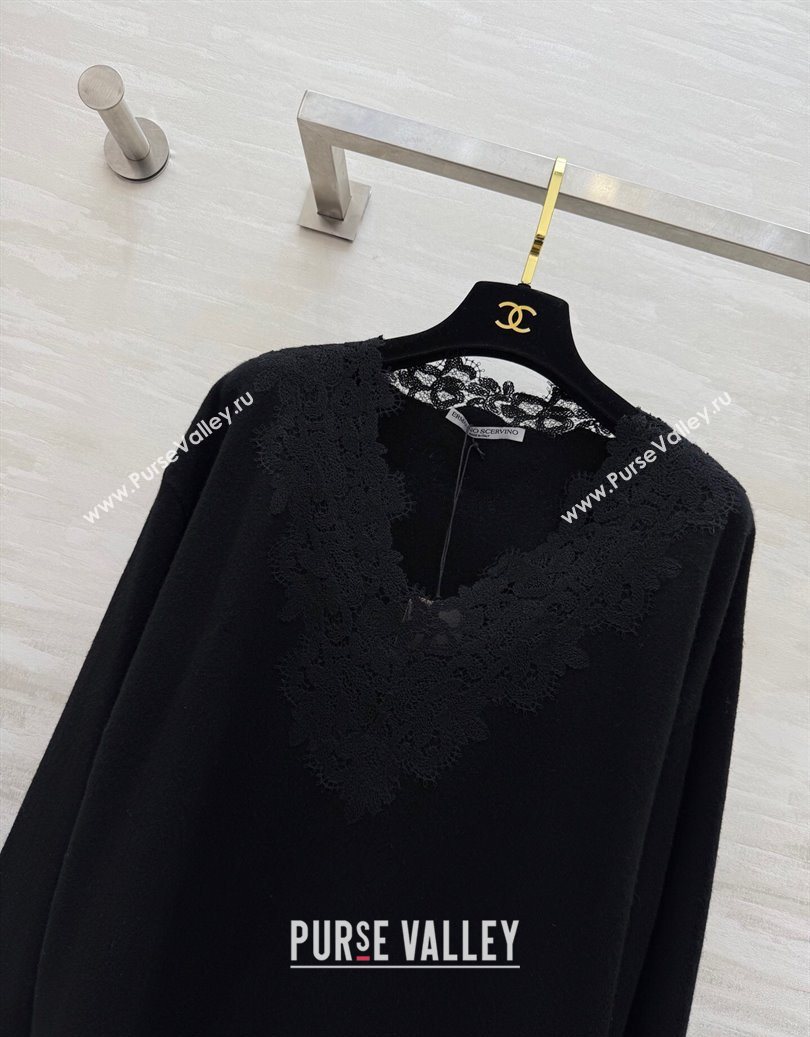 Ermanno Scervino Cashmere and Lace Top Black 2025 ES110601 (QI-251106078)
