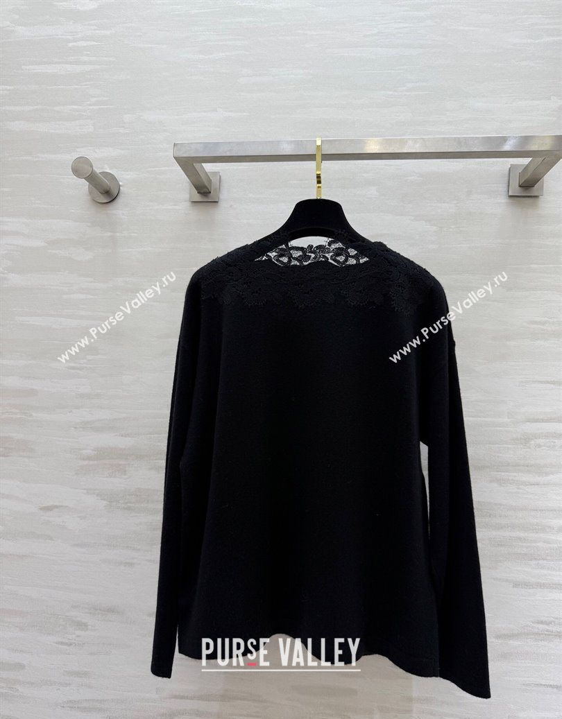 Ermanno Scervino Cashmere and Lace Top Black 2025 ES110601 (QI-251106078)