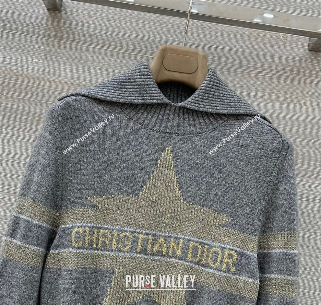 Dior Wool Cashmere Top with Star Grey 2025 DR110684 (QI-251106084)