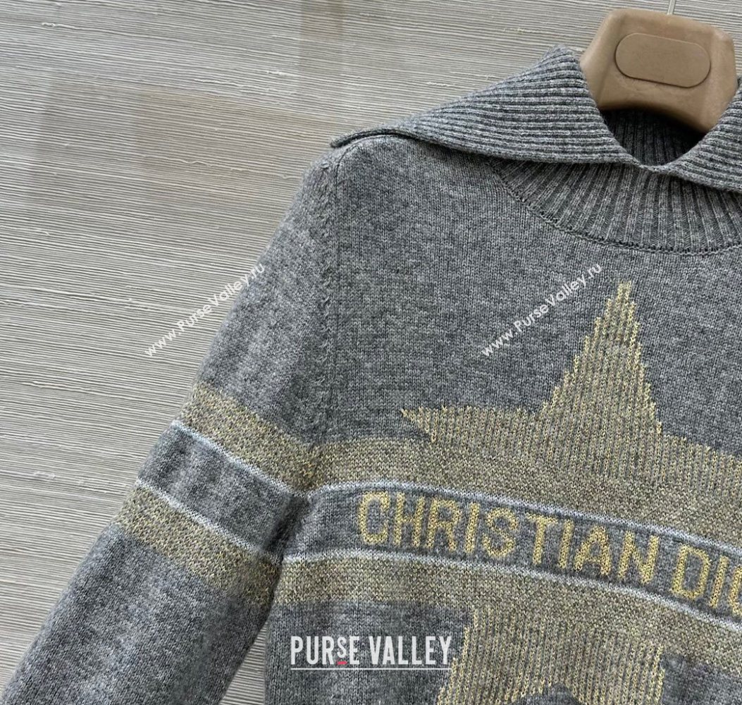 Dior Wool Cashmere Top with Star Grey 2025 DR110684 (QI-251106084)