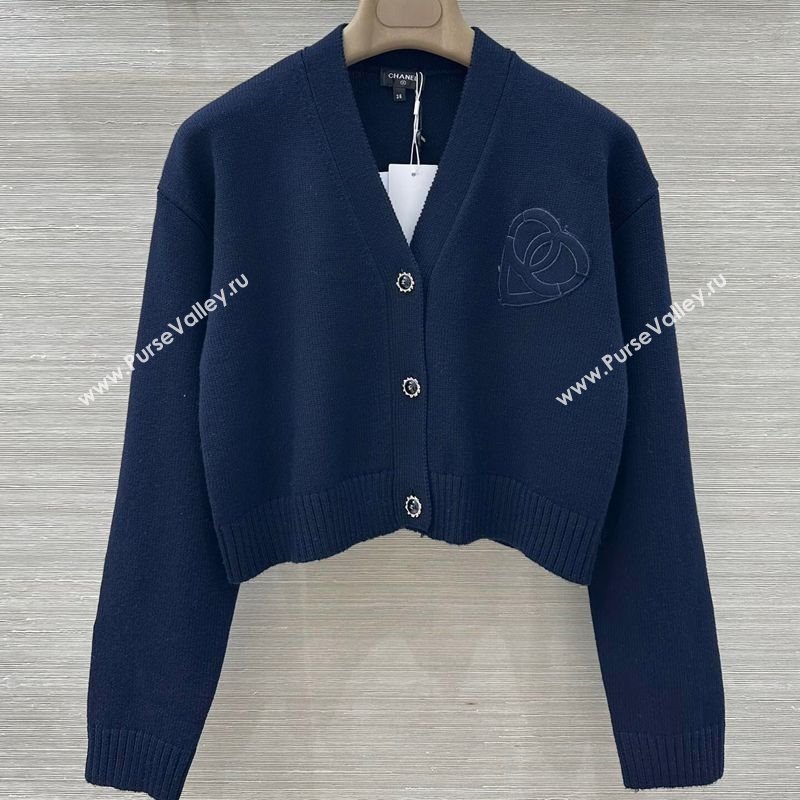 Chanel Wool Heart Cardigan Blue 2025 CH110659 (QI-251106062)