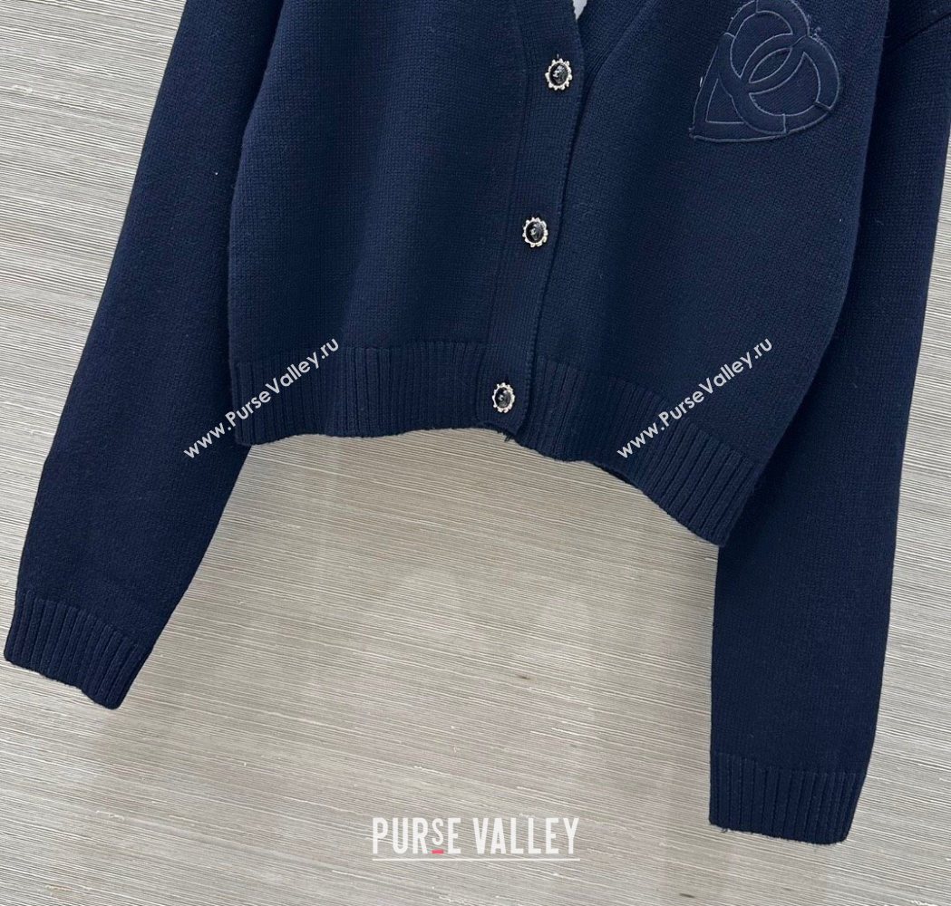 Chanel Wool Heart Cardigan Blue 2025 CH110659 (QI-251106062)
