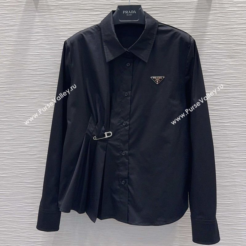 Prada Cotton Shirt Black 2025 DR110655 (QI-251106055)