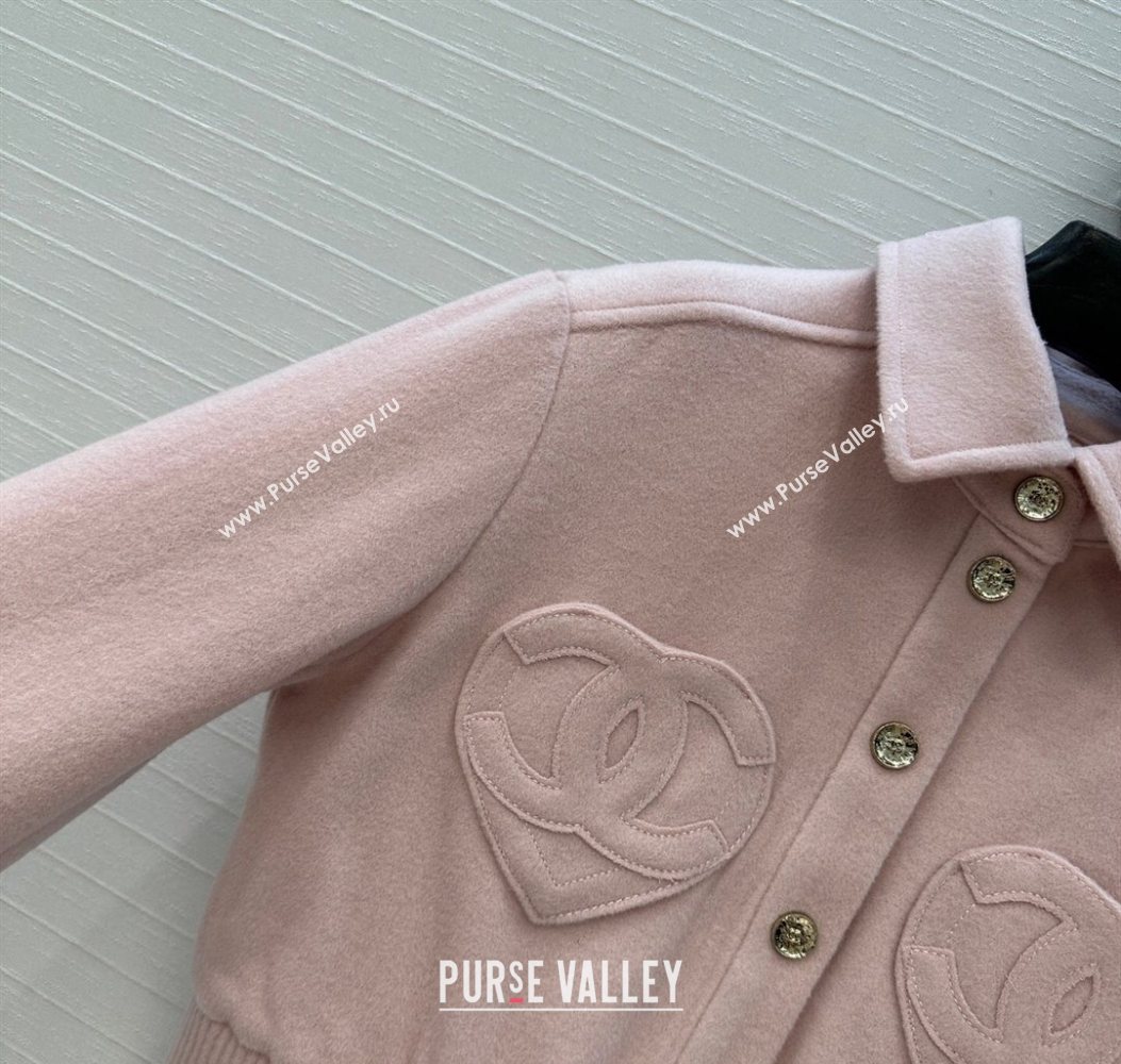 Chanel Wool Short Jacket with Heart Light Pink 2025 CH110686 (QI-251106086)