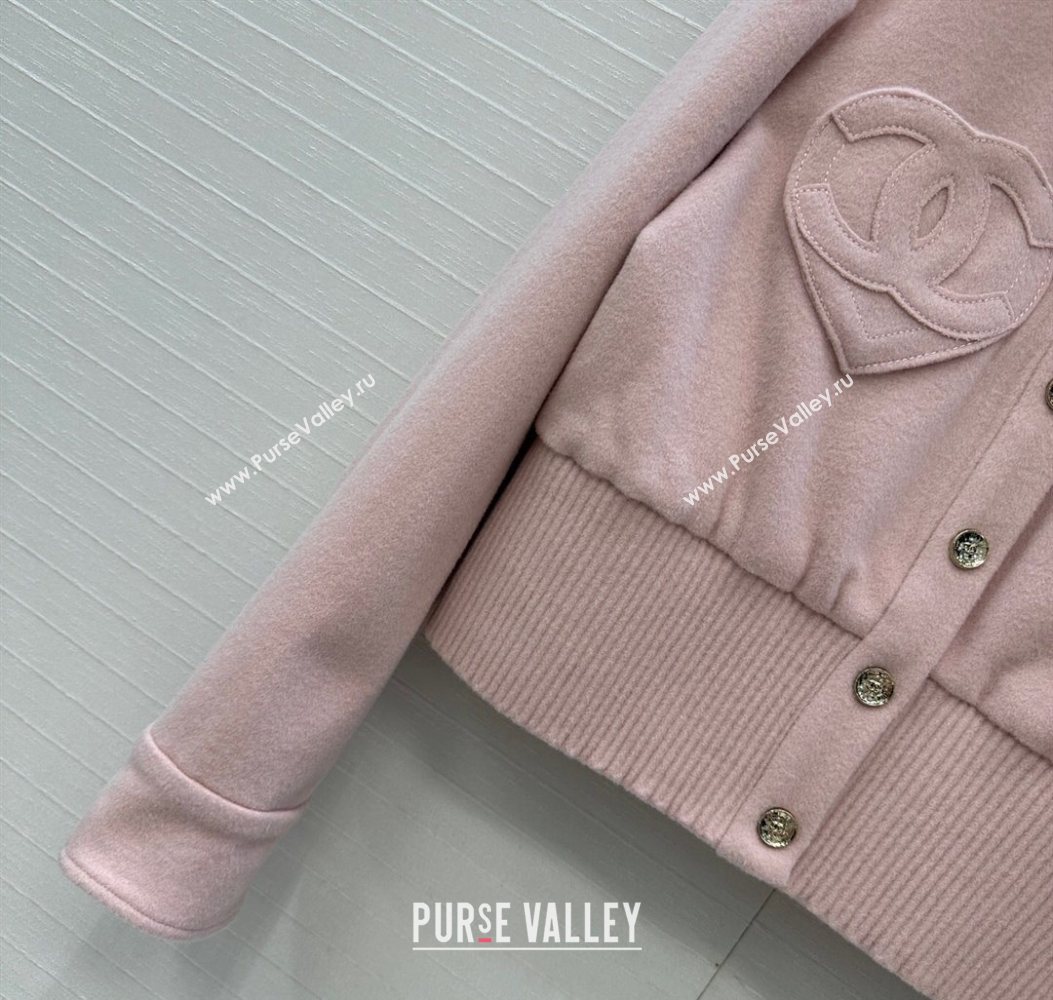 Chanel Wool Short Jacket with Heart Light Pink 2025 CH110686 (QI-251106086)