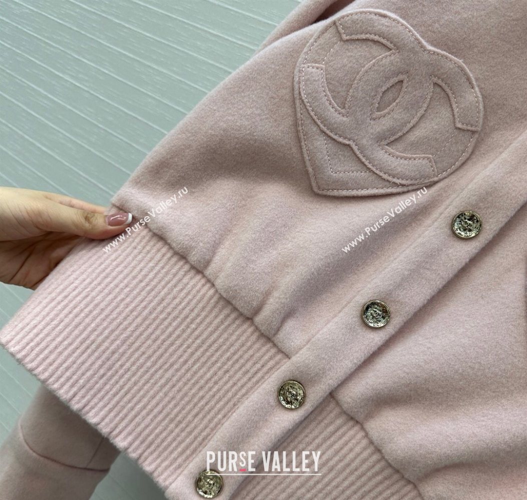 Chanel Wool Short Jacket with Heart Light Pink 2025 CH110686 (QI-251106086)