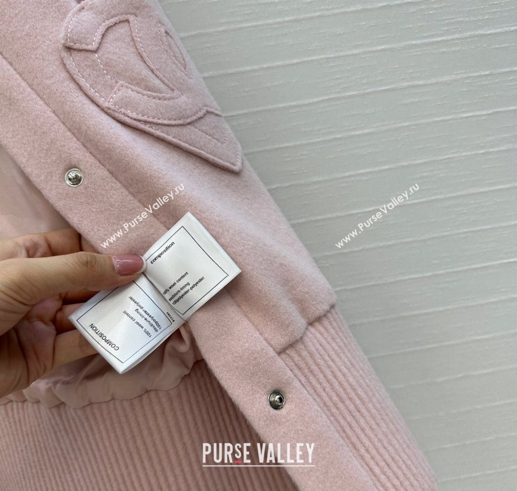 Chanel Wool Short Jacket with Heart Light Pink 2025 CH110686 (QI-251106086)