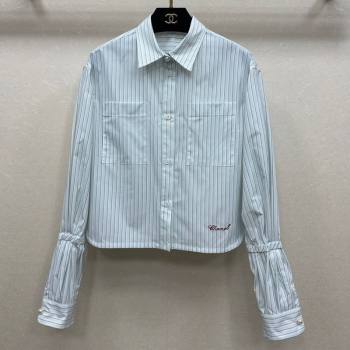 Chanel Cotton Striped Shirt Blue 2025 CH110669 (QI-251106069)