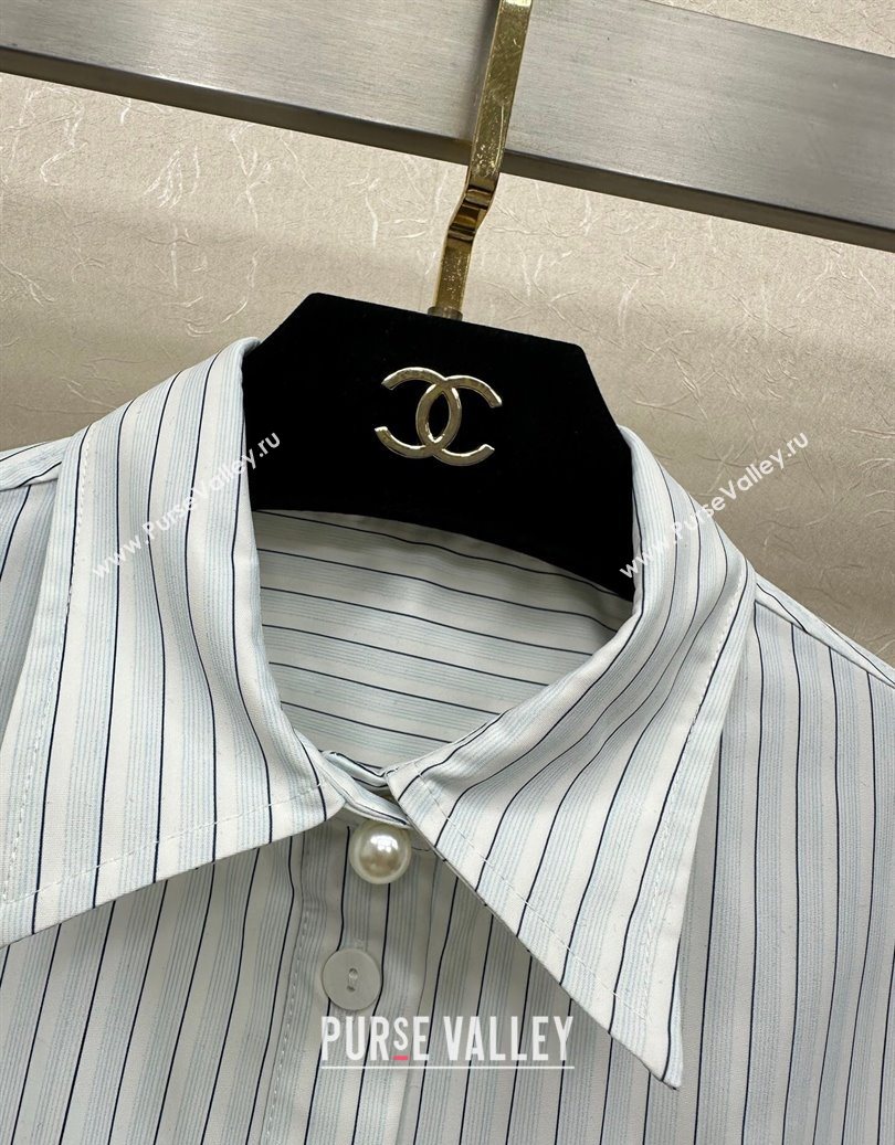 Chanel Cotton Striped Shirt Blue 2025 CH110669 (QI-251106069)