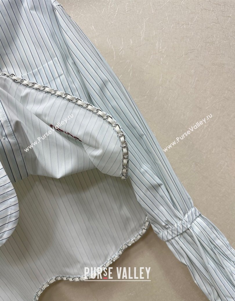 Chanel Cotton Striped Shirt Blue 2025 CH110669 (QI-251106069)