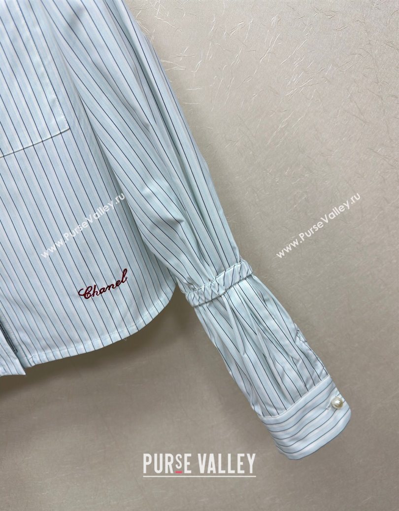 Chanel Cotton Striped Shirt Blue 2025 CH110669 (QI-251106069)