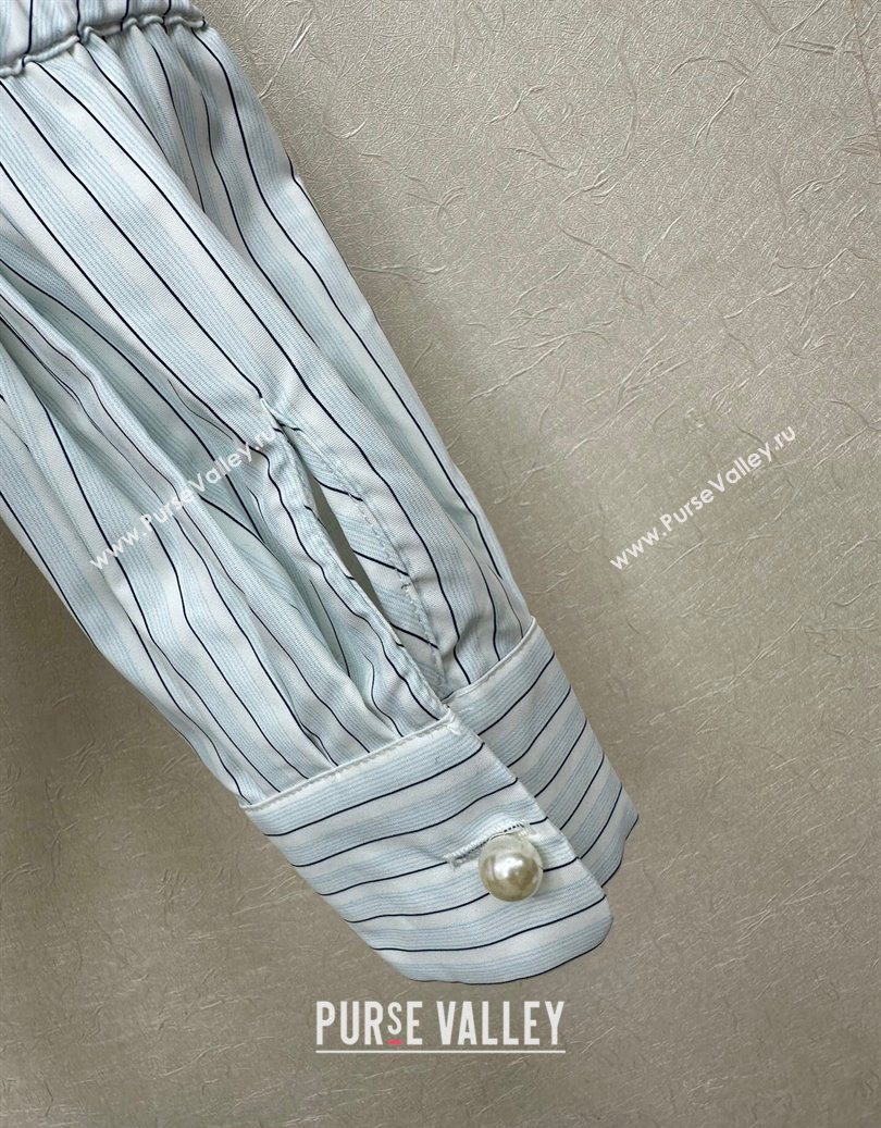 Chanel Cotton Striped Shirt Blue 2025 CH110669 (QI-251106069)