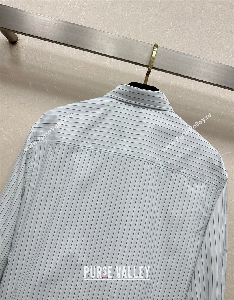 Chanel Cotton Striped Shirt Blue 2025 CH110669 (QI-251106069)