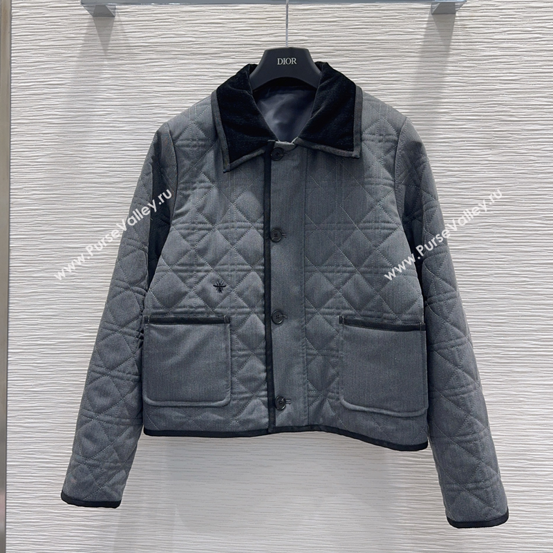 Dior Quilted Padded Jacket Grey 2025 DR110646 (QI-251106047)