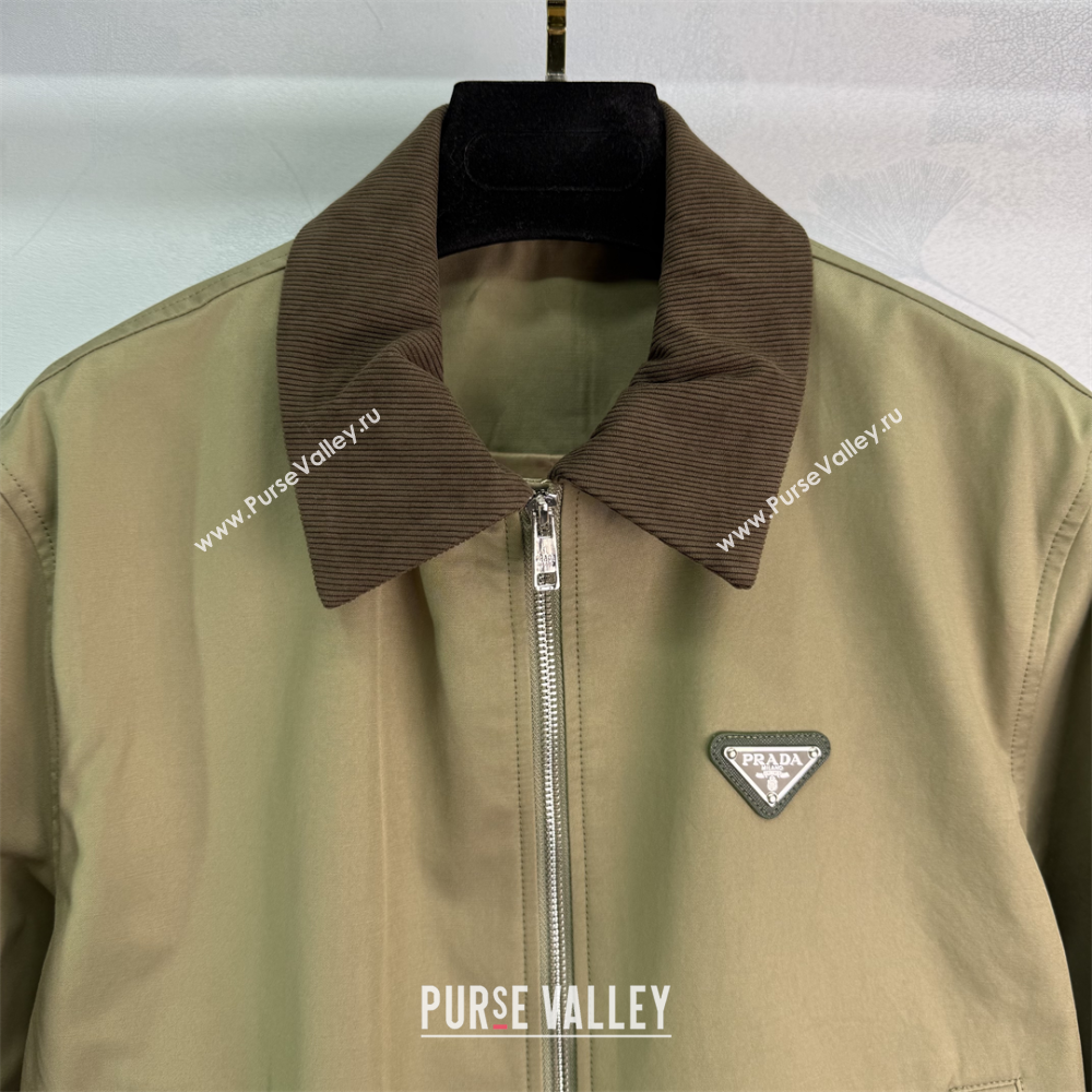 Prada Cotton Jacket Khaki 2025 PR110632 (QI-251106032)